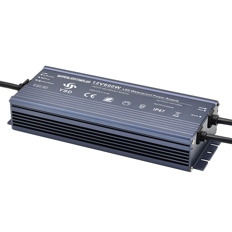 AC220V 600W50A DC12V Ultra Slim Constant Voltage Outdoor Waterproof IP67 LED Power Supply For Outdoor Waterproof LED Lights